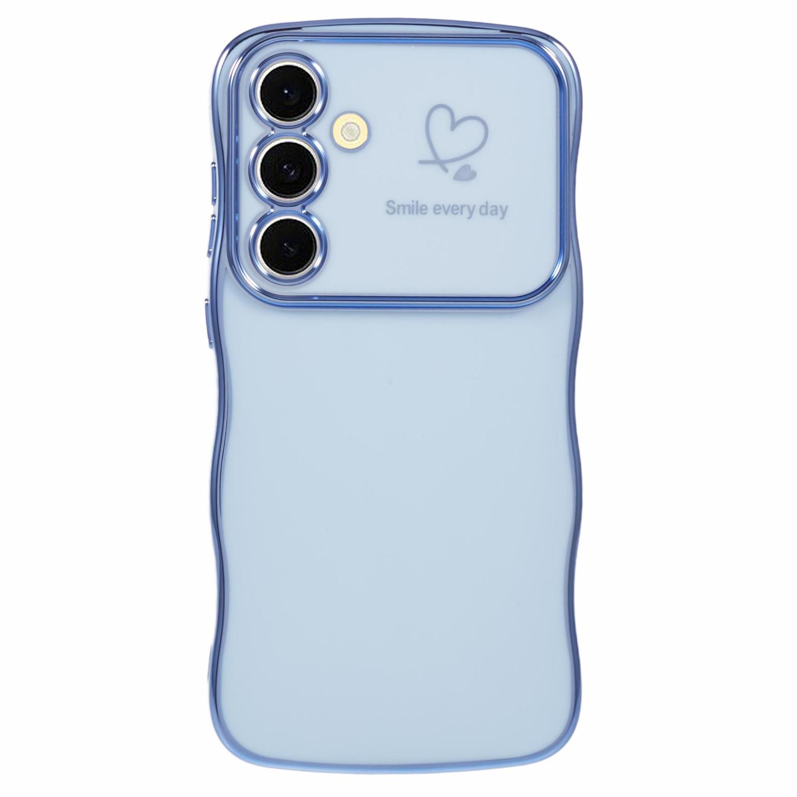 

For Samsung Galaxy A34 5G Case Love Hearts TPU Phone Cover Curly Wave Frame Large Window Blue
