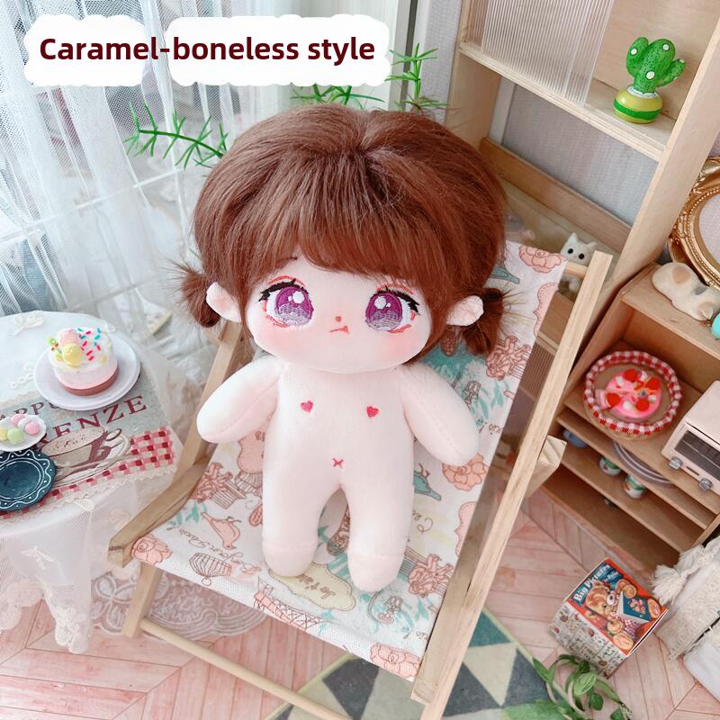 Cotton 20cm Doll with Clothes - Celebrity Style, Normal or Fat Body, Triangle Eyes, Cat Jumpsuit