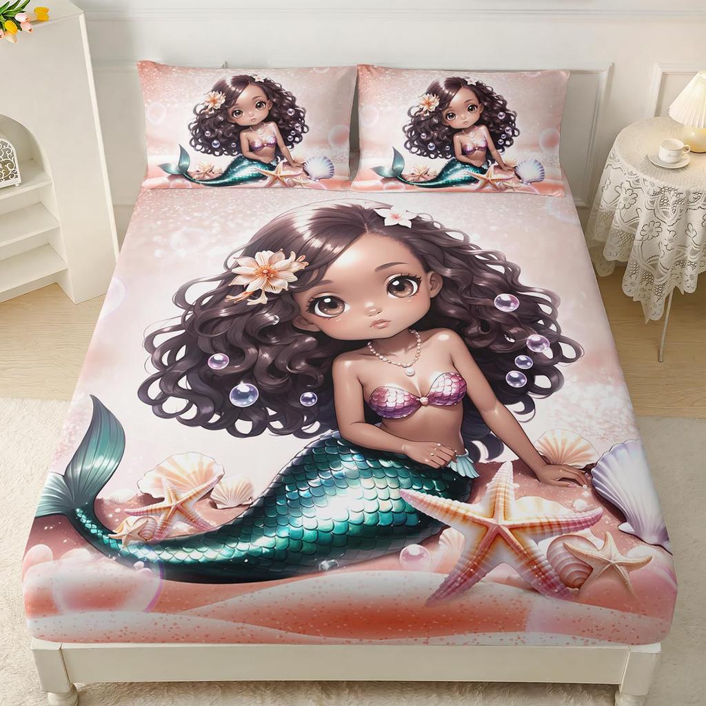 Undersea Creature Dolphin Pattern Mattress Three-Piece Digital Printing Bedding Set Adult Children