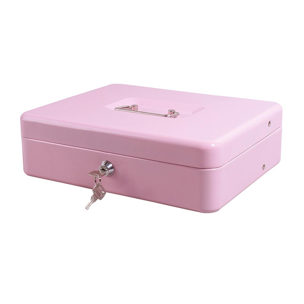 Money Box with Key -Money Tin with Lock - Lockable Cash Box with Coin Tray for Supermarket Petty Cash Coins Notes Holiday gift