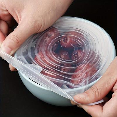 6 Pezzi Coperchi Elastici in Silicone - Riutilizzabili Durevoli Coperchi per Ciotole per Conservazione Alimenti - Copertura Coperchio in Silicone - Lavabili in Lavastoviglie e Adatti al Frigorifero - Utensili da Cucina