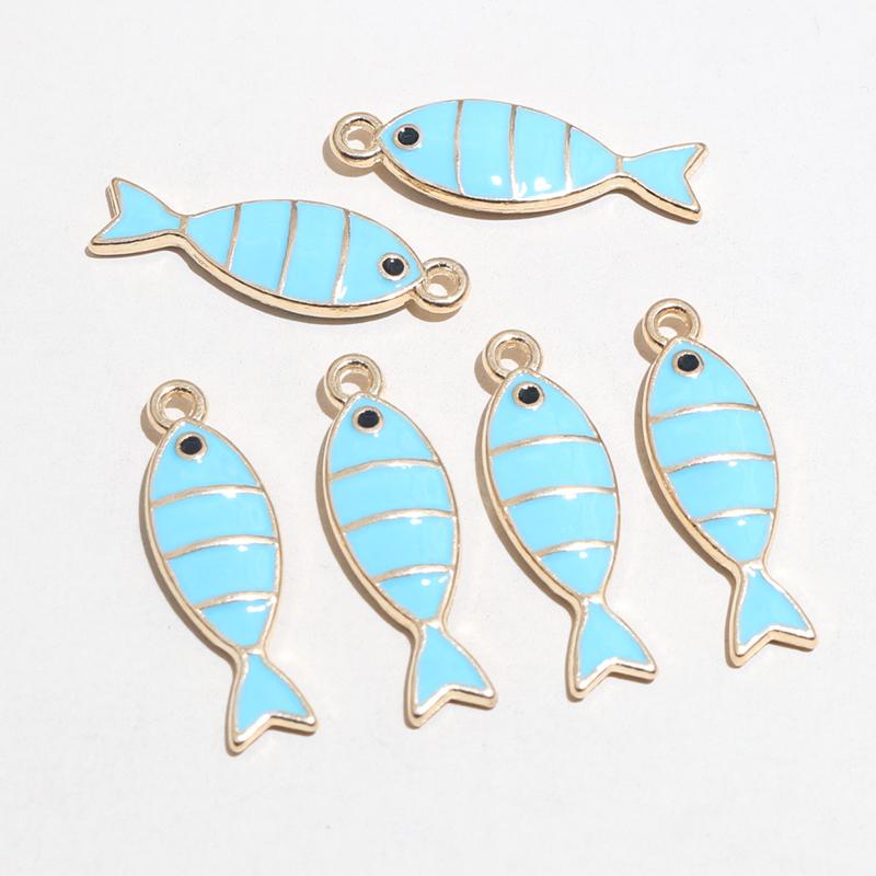 20pcs 23x7mm Enamel Fish Charms Pendant DIY Jewelry Making Accessories Findings for Earrings Necklace Bracelets