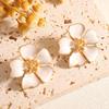 New INS retro Hong Kong-style floral French drip glaze earrings, three-dimensional floral studs, light luxury elegant earrings for women