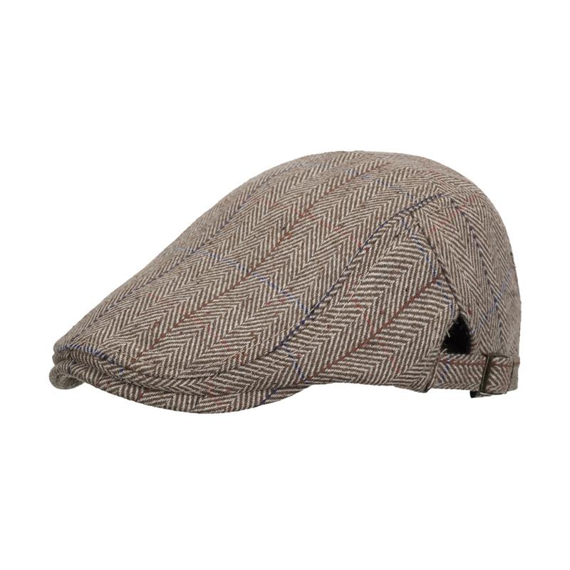 Plaid Beret Men's Autumn Winter Thick British Woolen Peaked Cap Newsboy Caps for Men Forward Cap Paintsman's Cap Driver Ivy Hat