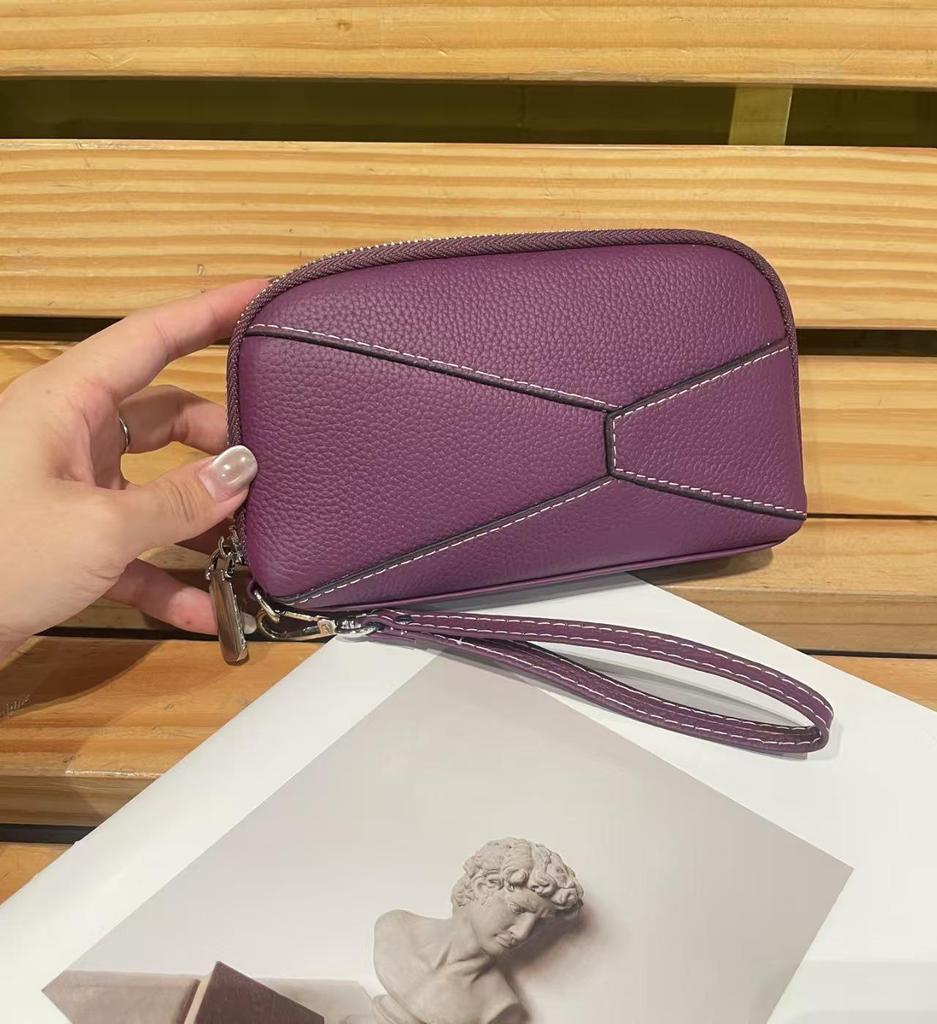 Genuine Leather Women's Wristlet Clutch Handbag & Card Holder