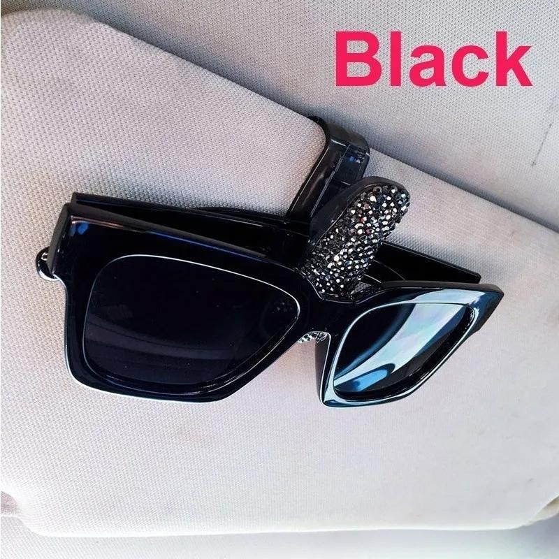 

Искусственные алмазные держатели для очков Солнцезащитные козырьки для автомобиля Солнцезащитные очки Крепление для очков с зажимом для билетной карты Аксессуары для салона автомобиля чёрный