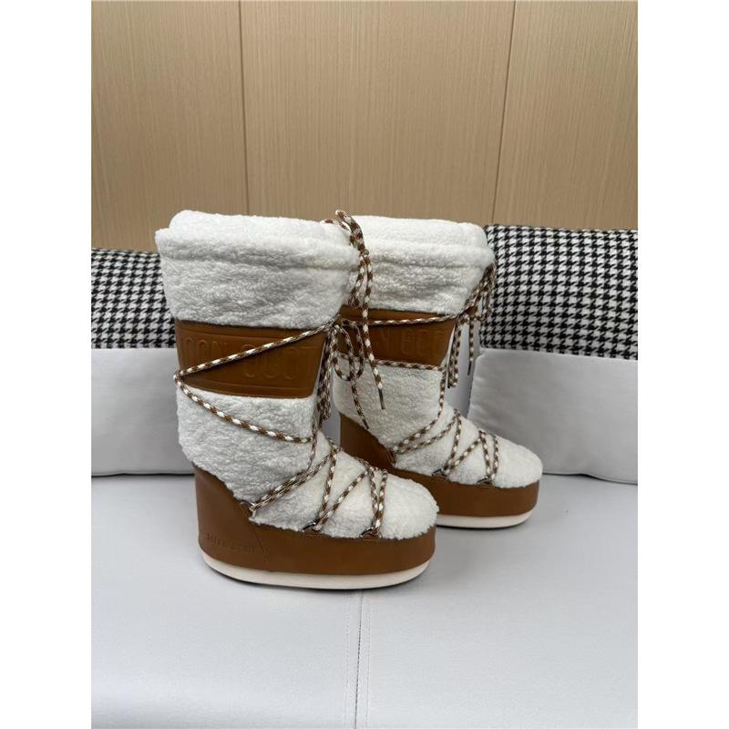 Wintermode Moon Boots Verdickte Thermohülle Baumwollstiefel Wasserdichte und rutschfeste Riemen Brotstiefel