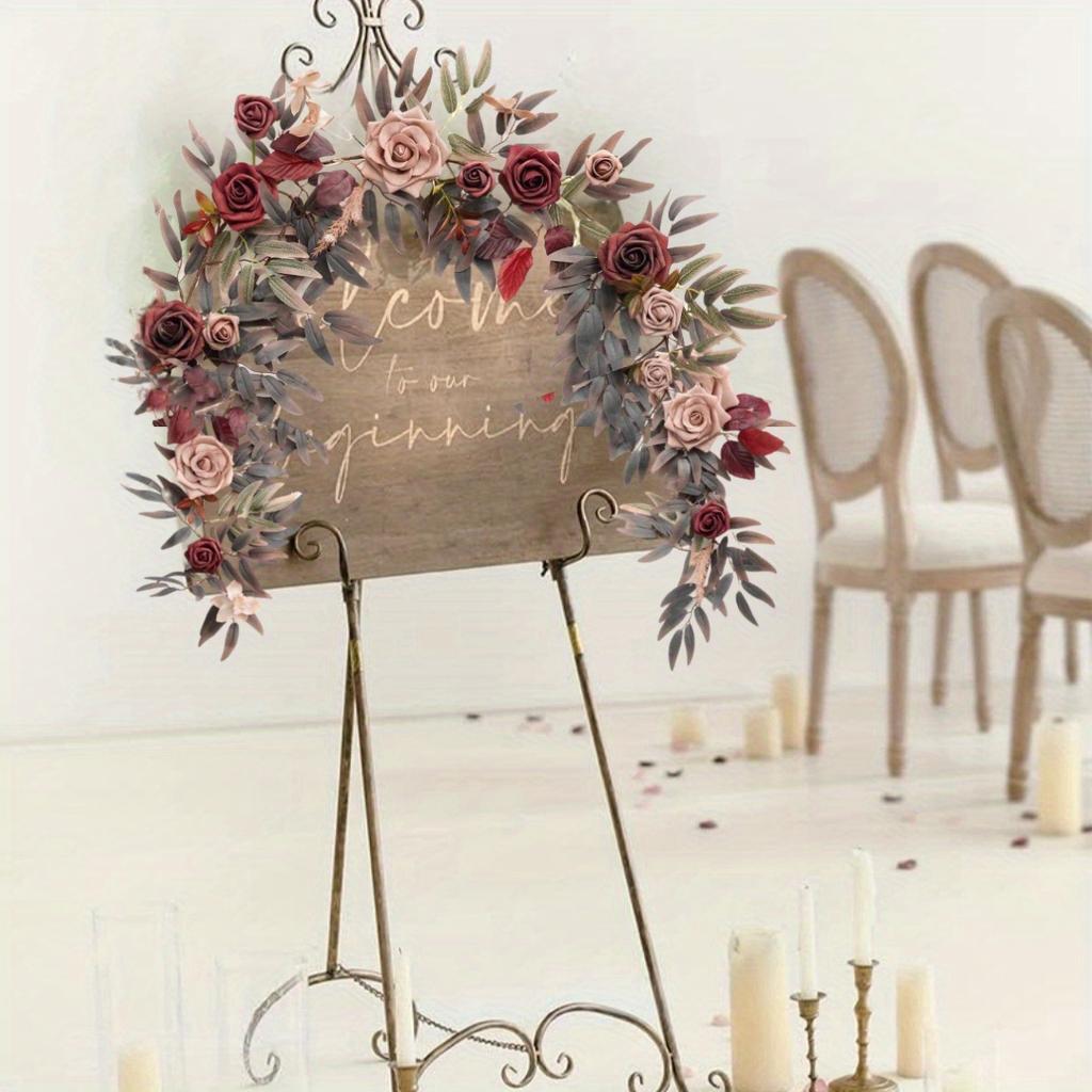 5.9ft Artificial Eucalyptus Garland with Rose Flowers, Faux Floral Vine Garland for Table Wedding Centerpieces Bridal Shower Party Decoration