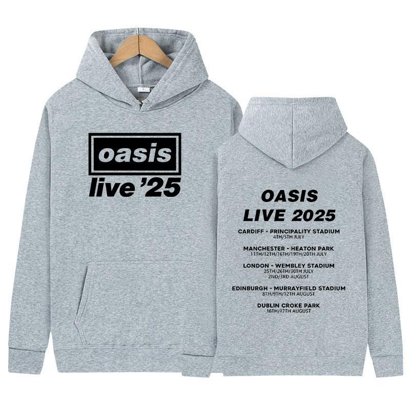 2025 O-Oasis Live 25 Tour Print Hoodie Men's Retro Long Sleeve Fashion Sweatshirt Unisex Fleece Loose Pullover Hooded Streetwear