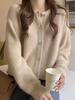 European 100% Pure Wool Knitted Cardigan: Women's Round Neck, Autumn/Winter, High-End Loose Fit Sweater Coat