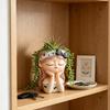 Cute Girl Face Planter, Resin Girl Head Planter, Decorative Small Plant Pot for Succulents Cactus Desk Balcony Decor