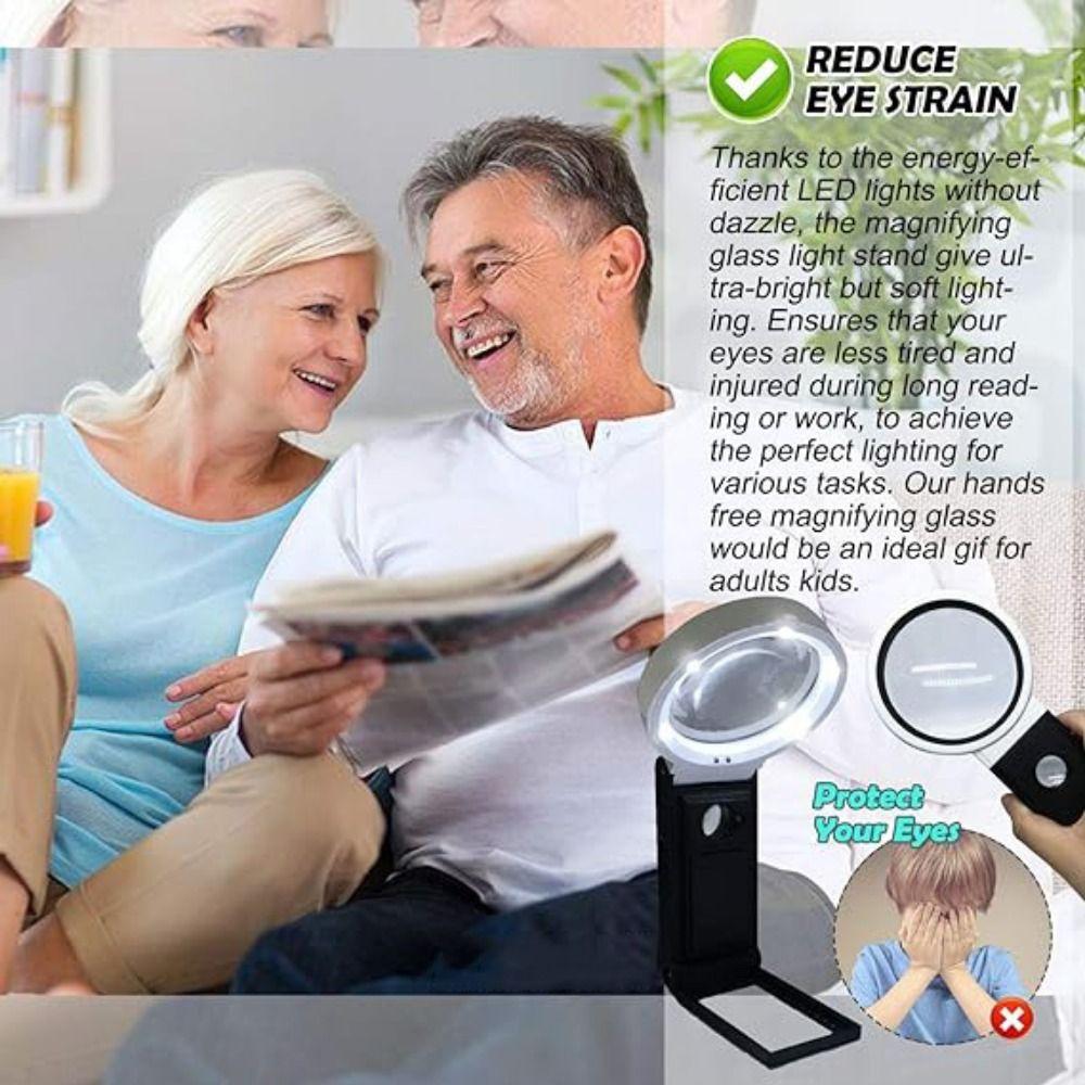 Powered by Battery or USB LED Illuminated Magnifier Folding Design Lighted Magnifier Close Work