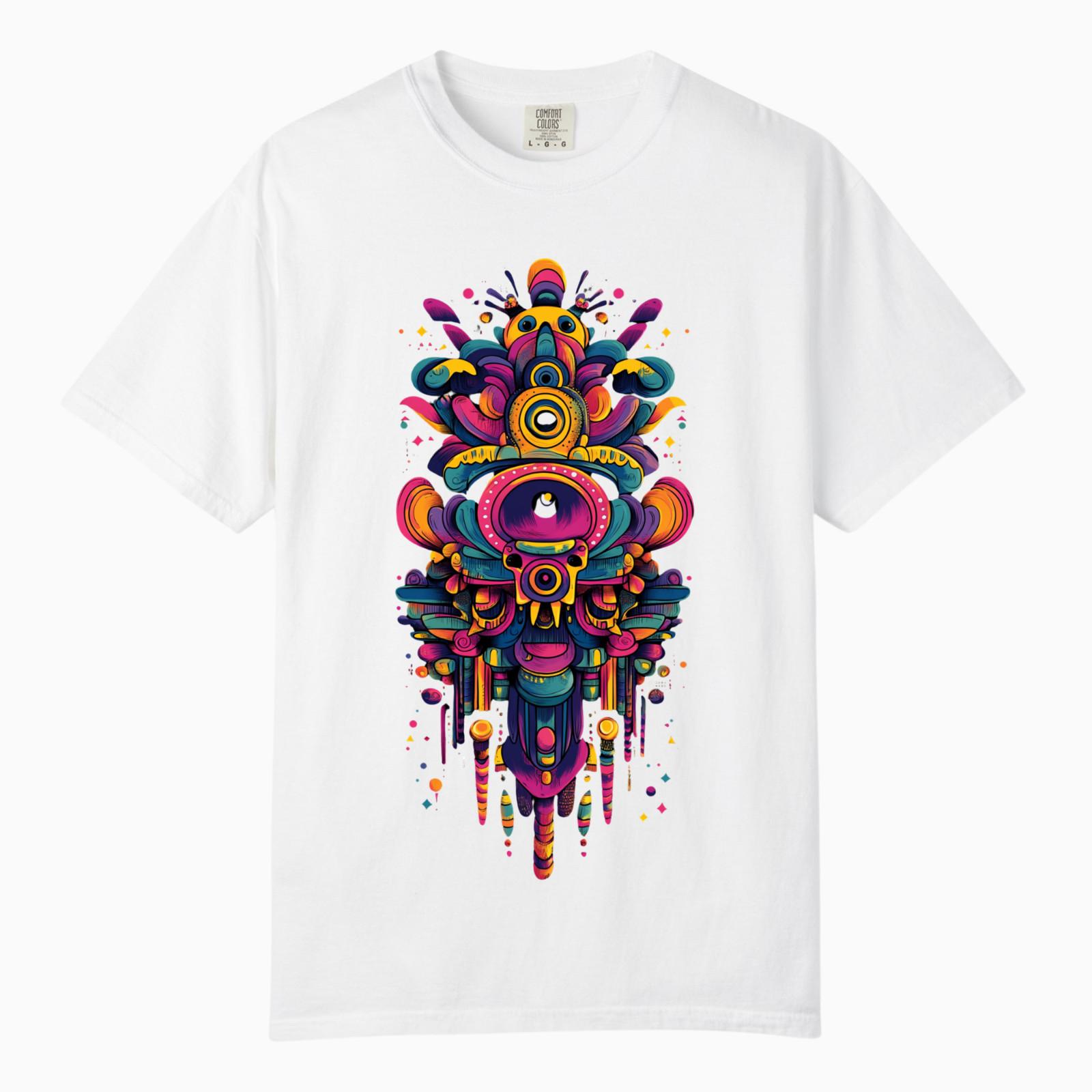 Colorful Wolf Mask Abstract Art TShirt, Comfort Colors, Unisex Streetwear Tee S
