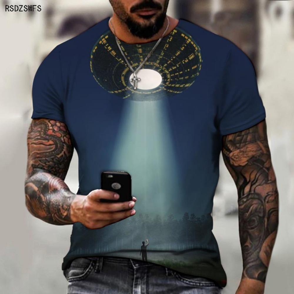 Science Fiction UFO Raumschiff Weltraum Technologie Persönlichkeit Trend Herren Sommer 2021 Neues Oversize T-Shirt
