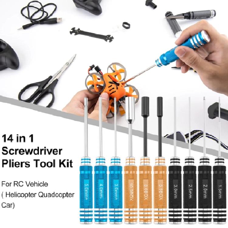 Heavy Duty 14 Tool Multipurpose Kit With 3Nm Torques Capacity For Model Building And Household Repairs