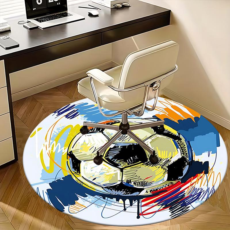 Colorful Abstract Soccer Ball Office Carpet Chair Mats, Home Decor, Office Carpet, Gift for Sports Enthusiasts, Suitable for Bedroom, Living Room, Va