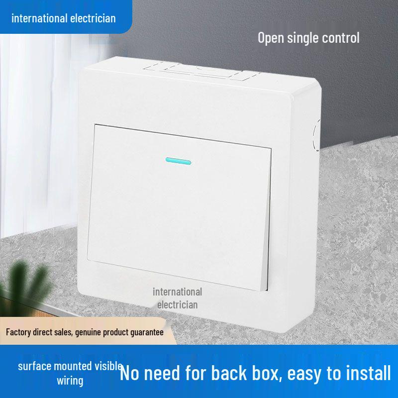 Surface Mount Wiring Box with Single Gang Light Control Switch Panel