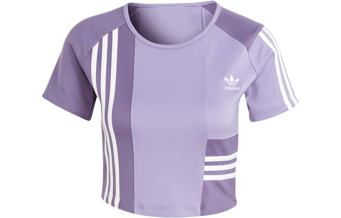 Adidas Originals Crop Tops Women s Purple Crew Neck Moderate IC2378 XS
