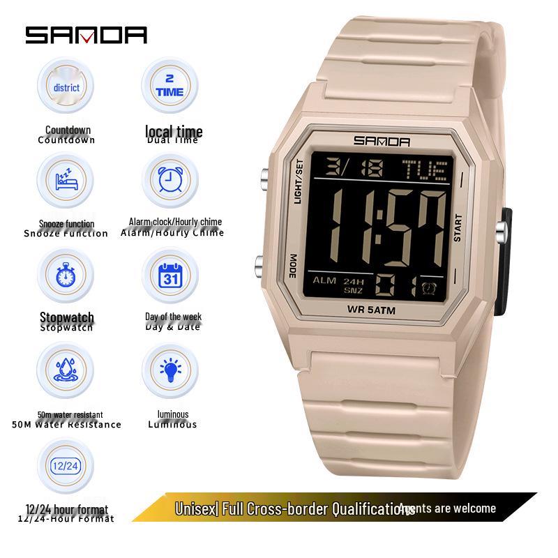 Sanda Waterproof Multifunctional Sports Watch for Teenagers and Students