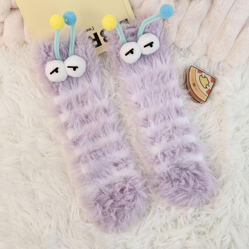 Women's Mink Fleece Mid-Tube Winter Floor Socks - Thick, Warm, and Cozy for Home and Sleep