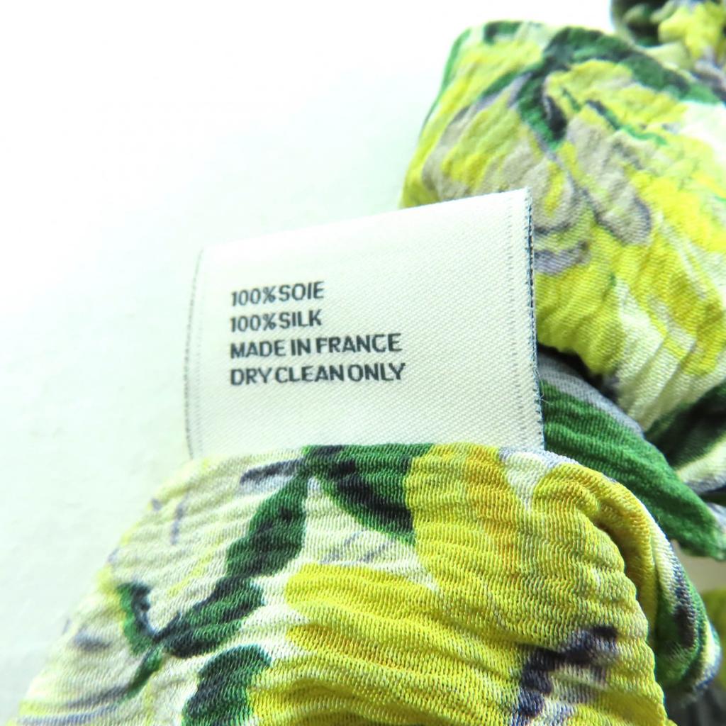 Tolles CELINE Haaraccessoire Grün gelbe Seide Damen 460AH2SIB Gebraucht