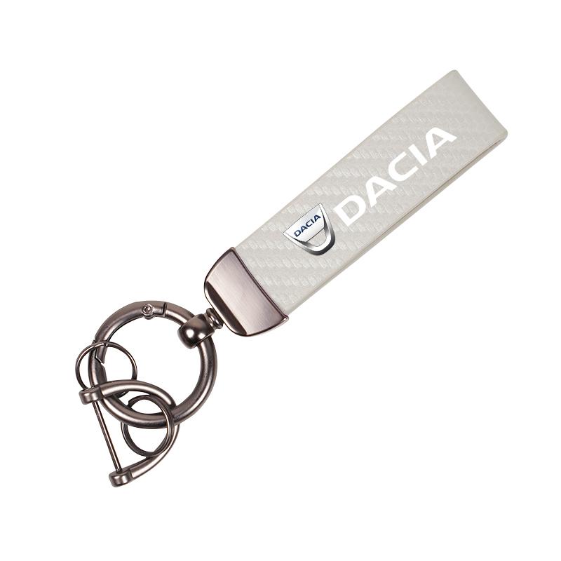 Carbon Fiber Car Keychain Key Rings Chains Accessories For Dacia Logan Sandero Duster Lodgy Spring Jogger Dokker Stepway Bigster
