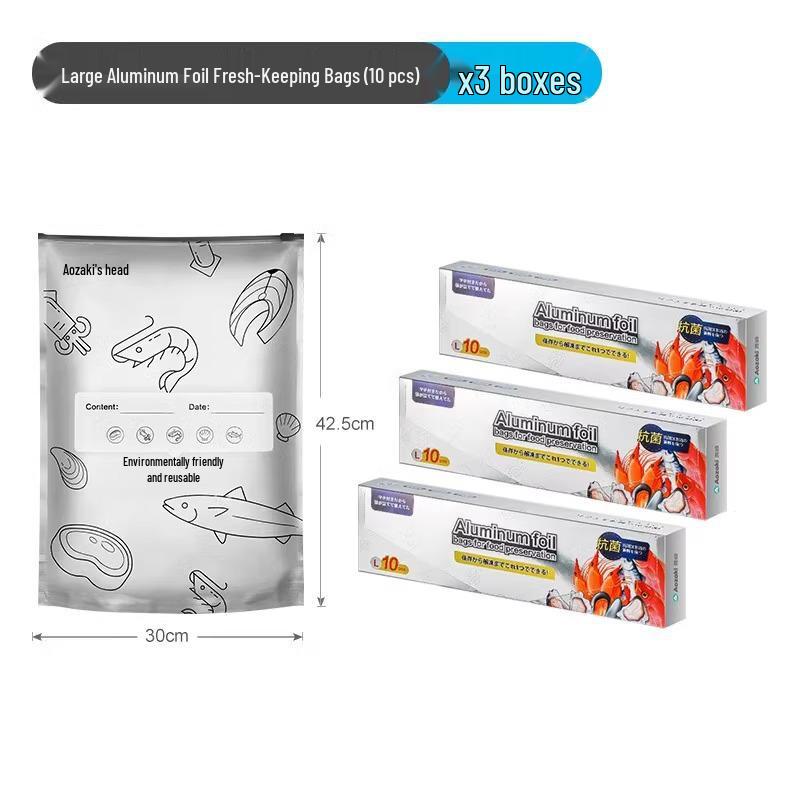 Thickened Food-Grade Aluminum Foil Zipper Fresh-Keep Bag for Refrigerator and Freezer Storage