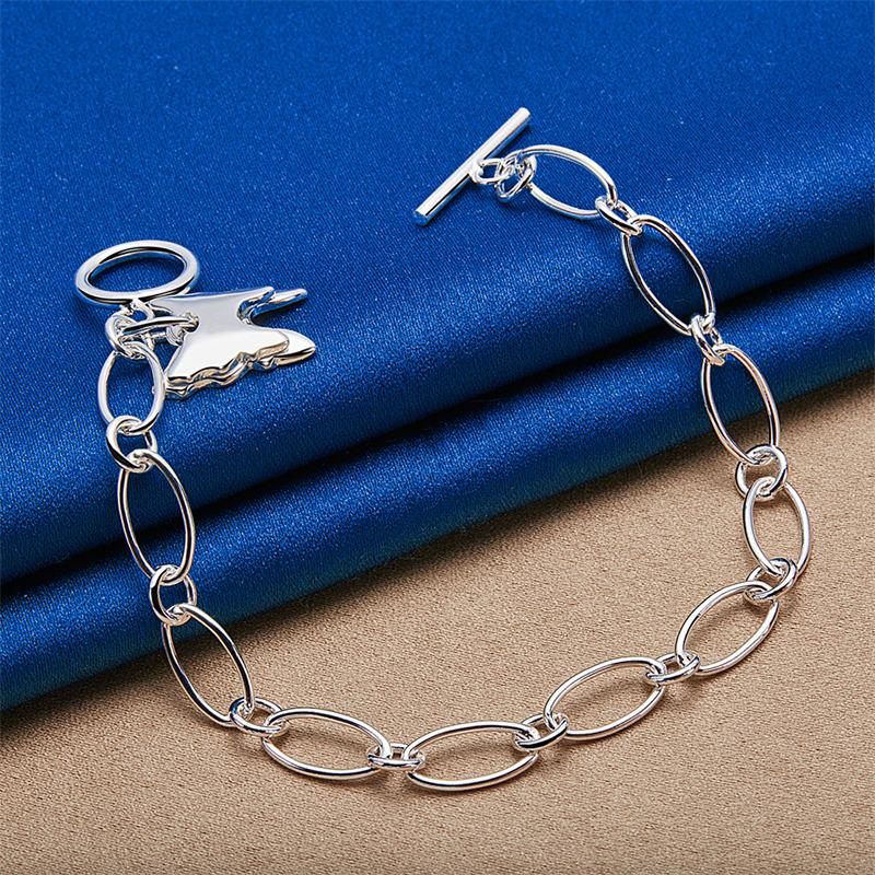925 sterling silver 8-inch exquisite double-layer butterfly bracelet, fashionable women's wedding jewelry, party accessories