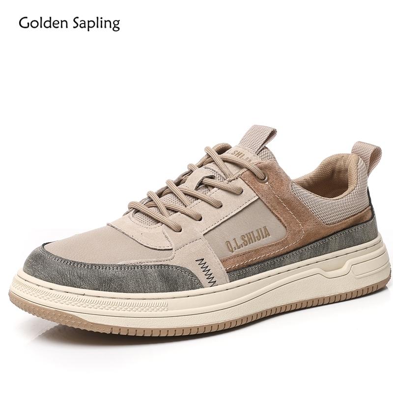 Fashion Golden Sapling Korean Style Men's Vulcanize Shoes Fashion Mixed Colors Male Flats Outdoor Round Toe Man Leisure Sneakers Male