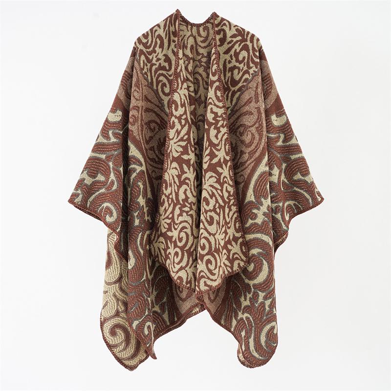 Fashion Floral Ponchos For Women Winter Warm Thick Oversized Shawls and Wraps Cashmere Pashmina Female Bufanda Mujer  Luxury