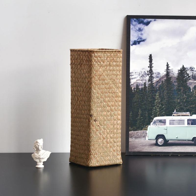 1Pc Retro Handmade Woven Vase Home Decoration Imitation Rattan Flower Vase Plant Potted  Flower Basket Home Storage Organizer
