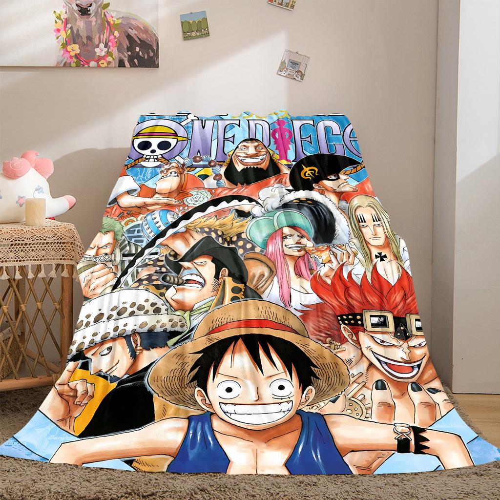 One Piece Anime Luxury Flannel Lightweight Blanket Home Decor Sofa Bed Travel Cover Family Gift LXR142
