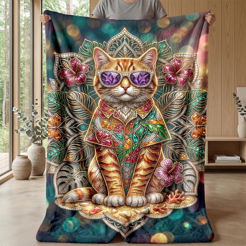Girly Fantasy Cat Theme blanket Lightweight Warm Flannel Blanket Decorative Throw Blanket for Home Decoration