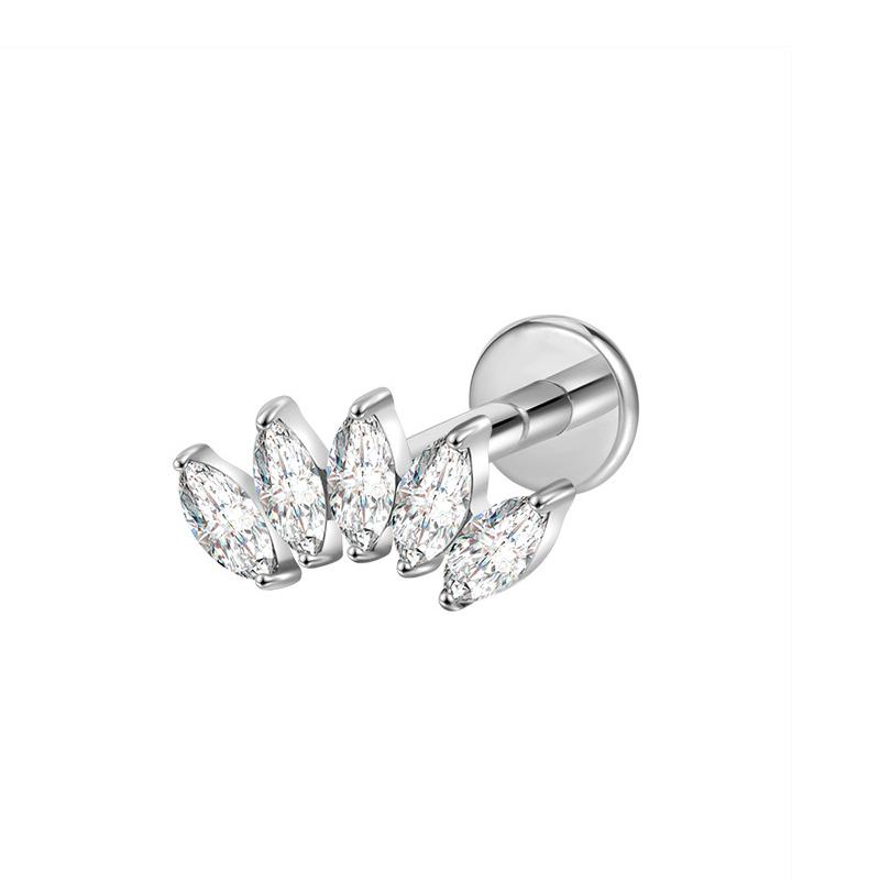 Hot Sale Body Jewelry: Titanium Labret Flatback Tragus Earring Stud Internal Thread Zircon Rings
