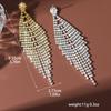 Ladies Light Luxury Rhombus Long Tassel Shines Crystal Ear Drop