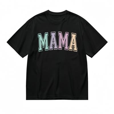 Herrenmode Weiches Bequemes Klassisches T-Shirt Regenbogen Mama Schriftzug 100% Baumwoll-Tee