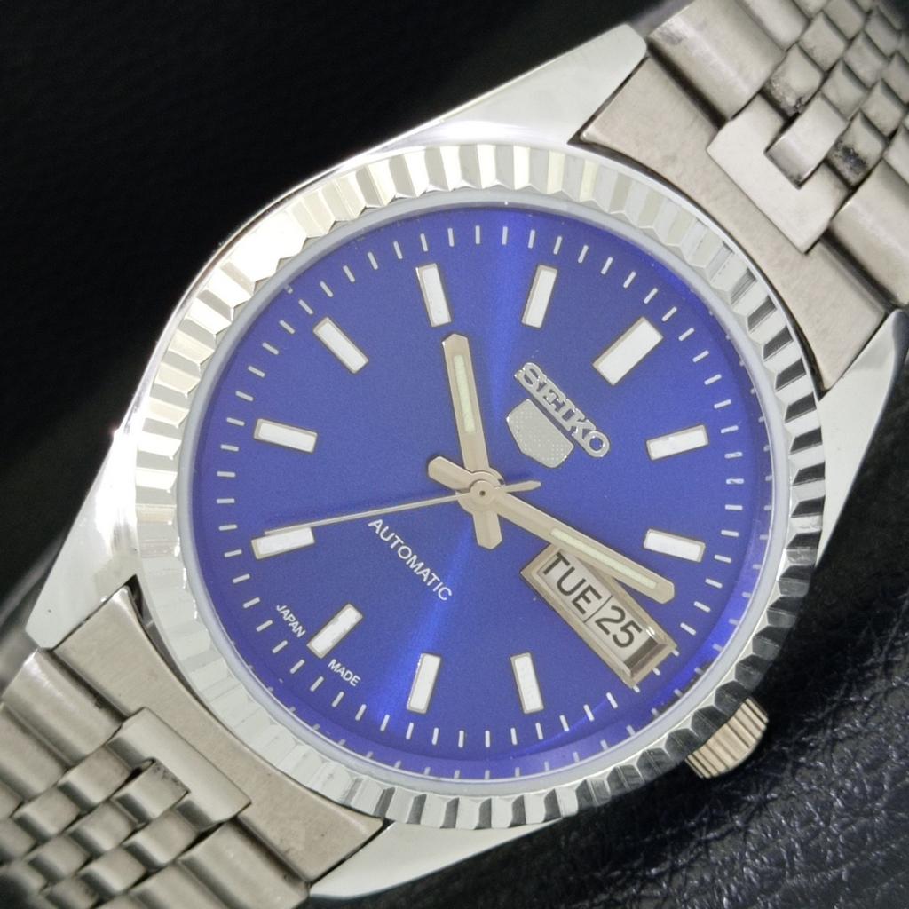 

JAPAN VINTAGE REFURBISHED SEIKO 5 AUTOMATIC MENS BLUE COLOR DIAL WATCH a440564-4 Sk-a440564