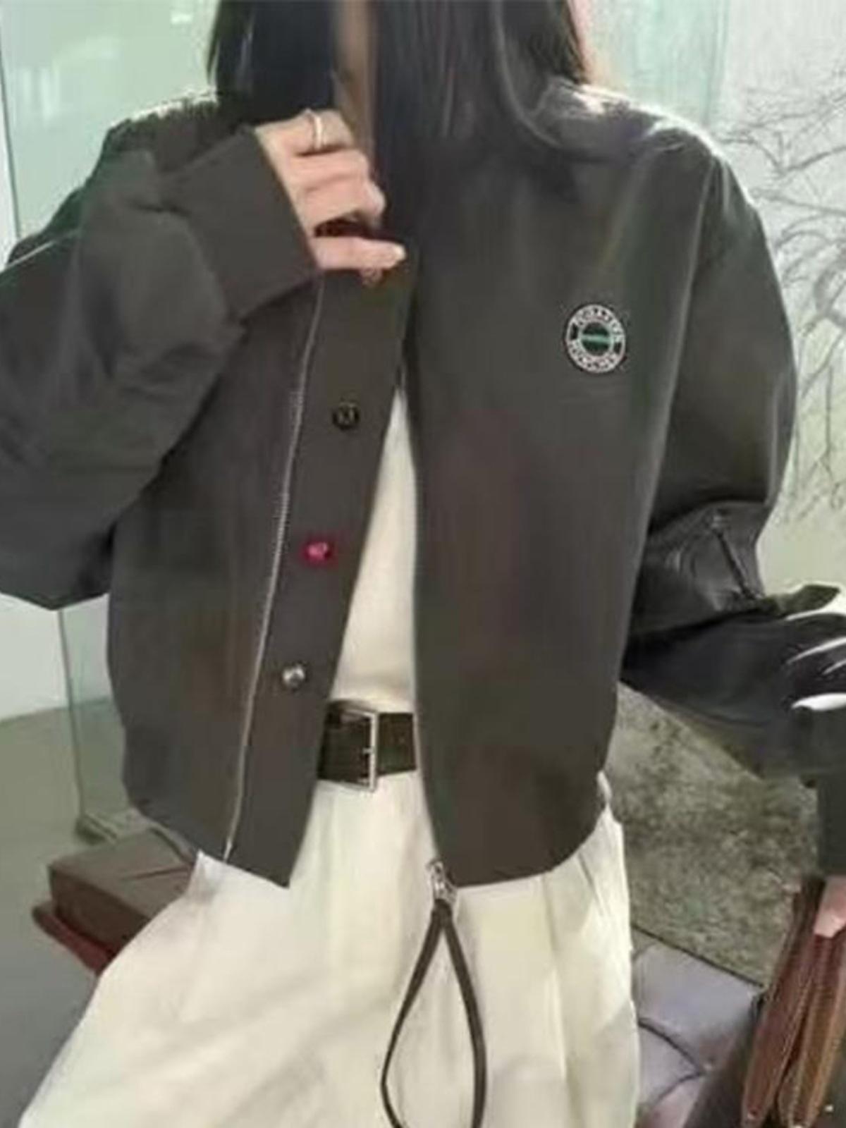 

Трендовая женская повседневная бейсбольная куртка 2025 года - Высококлассная, омолаживающая, стильная короткая куртка для весны/осени Large серый