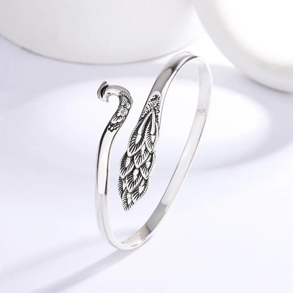 Hollow Peacock Opening Bracelet Vintage Ethnic Style Bracelet Chinese Style Bangle  Jewelry Gifts