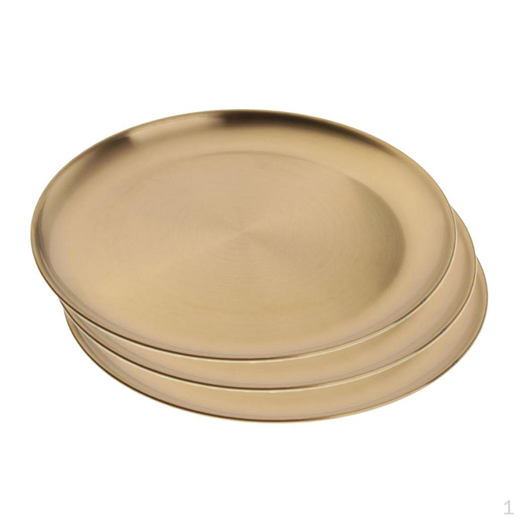 

3 шт. Нержавеющая сталь Тарелка для закусок Обеденная тарелка Круглая тарелка 26 см