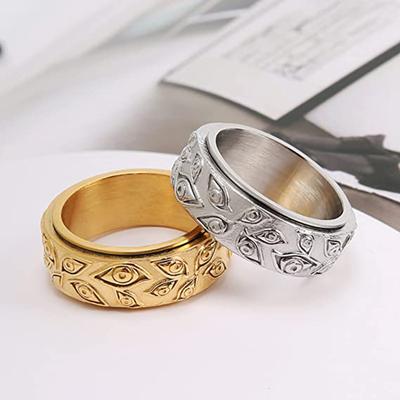 Star's Amazon Hot Sale Eye of God Titanium Steel Ring Rotatable Decompression Band Hand Accessory