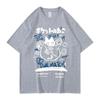 Unisex Women Cotton T-Shirt Japanese Kanji Funny Cat Printed T Shirt Harajuku Casual Short Sleeve Tshirt Streetwear Trend Tee Tops