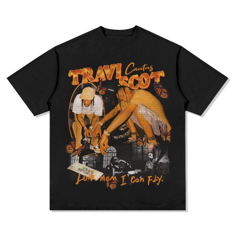 Travis Scot Baumwolle Trend T-Shirts für Männer Schwarze Menschen Street Rap Sommer Herren Kurzarm Hip HOP T-Shirt Hochwertige Oberteile