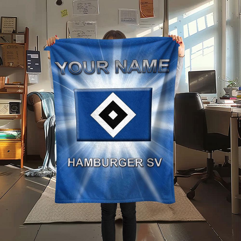 Custom Name,Hamburger SV Printed Flannel Blanket, soft throw for bedroom sofa, washable, Christmas present, great gift.