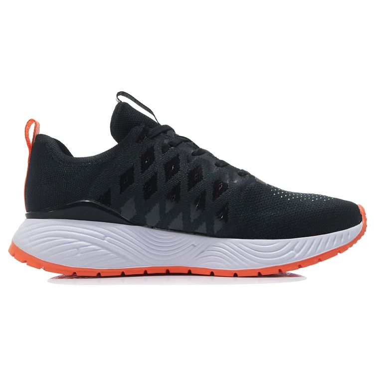 Li Ning Soft Series One Piece Woven Shock Absorbing Breathable Low Top Casual Shoes Men Sneakers Black White ARSR019-2
