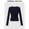 UR 2025 Autumn Women's Color-Block Twist Knit Top