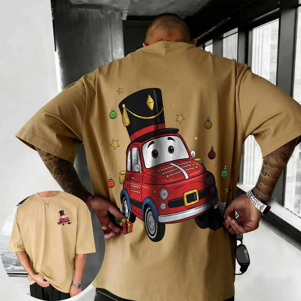 202526 Summer Disney Cars Lightning McQueen Cartoon Pattern 100 Cotton Printed Tshirt Comfortable Breathable Mens Clothing