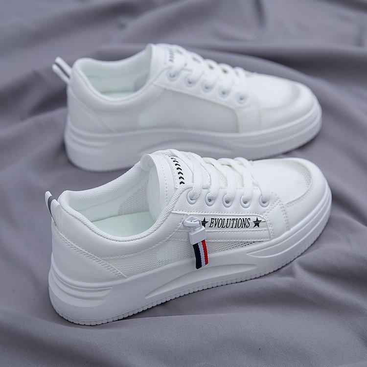 Little white shoes women's shoes slim zipper spring and summer 2025 new versatile ins tide sports and leisure mesh board shoes