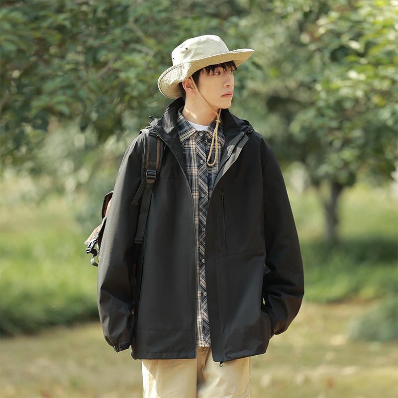 

[Одиночная куртка] Ламинированная куртка для активного отдыха «три в одном» для мужчин и женщин, свободная водонепроницаемая, ветрозащитная, дышащая и модная толстовка с капюшоном 5XL