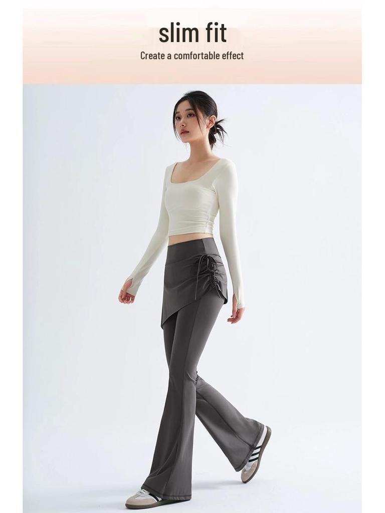 Plus Size Velvet Micro-Flare High Waist Yoga Pants for Women - Slimming Autumn/Winter Outerwear